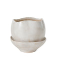 Iona off-white ceramic planter with deep saucer, 10.25 inch