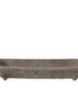 Shoal grey stone-texture ceramic trough planter, 16 inch