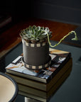 Kimo Black and White Ceramic Planter with Saucer, 7.25 inch - Planty Love Co