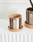 Truman Striped Ceramic Planter with Saucer, 6 inch - Planty Love Co