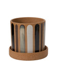 Truman Striped Ceramic Planter with Saucer, 7.75 inch - Planty Love Co
