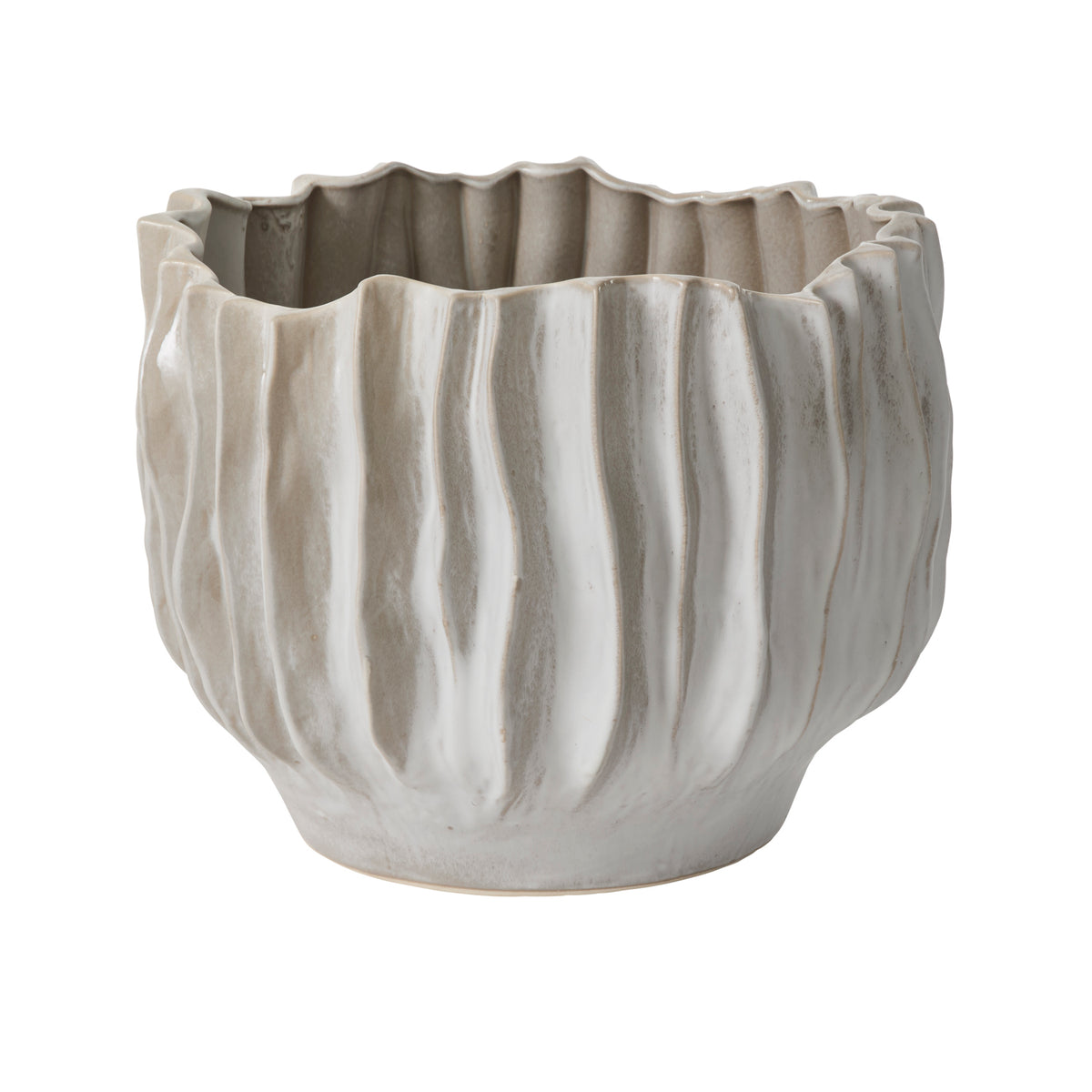 Scavo oversized grey sculptural ceramic tree planter, 18.75 inch