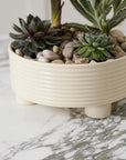 Hailey off-white ribbed footed ceramic bowl planter, 9.5 inch, view 4