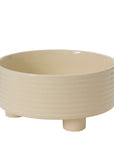 Large Hailey off-white ribbed footed ceramic bowl planter, 12 inch