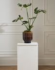 Kasra brown handmade brutalist ceramic planter, 9.75 inch, view 2