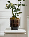 Kasra brown handmade brutalist ceramic planter, 9.75 inch, view 3