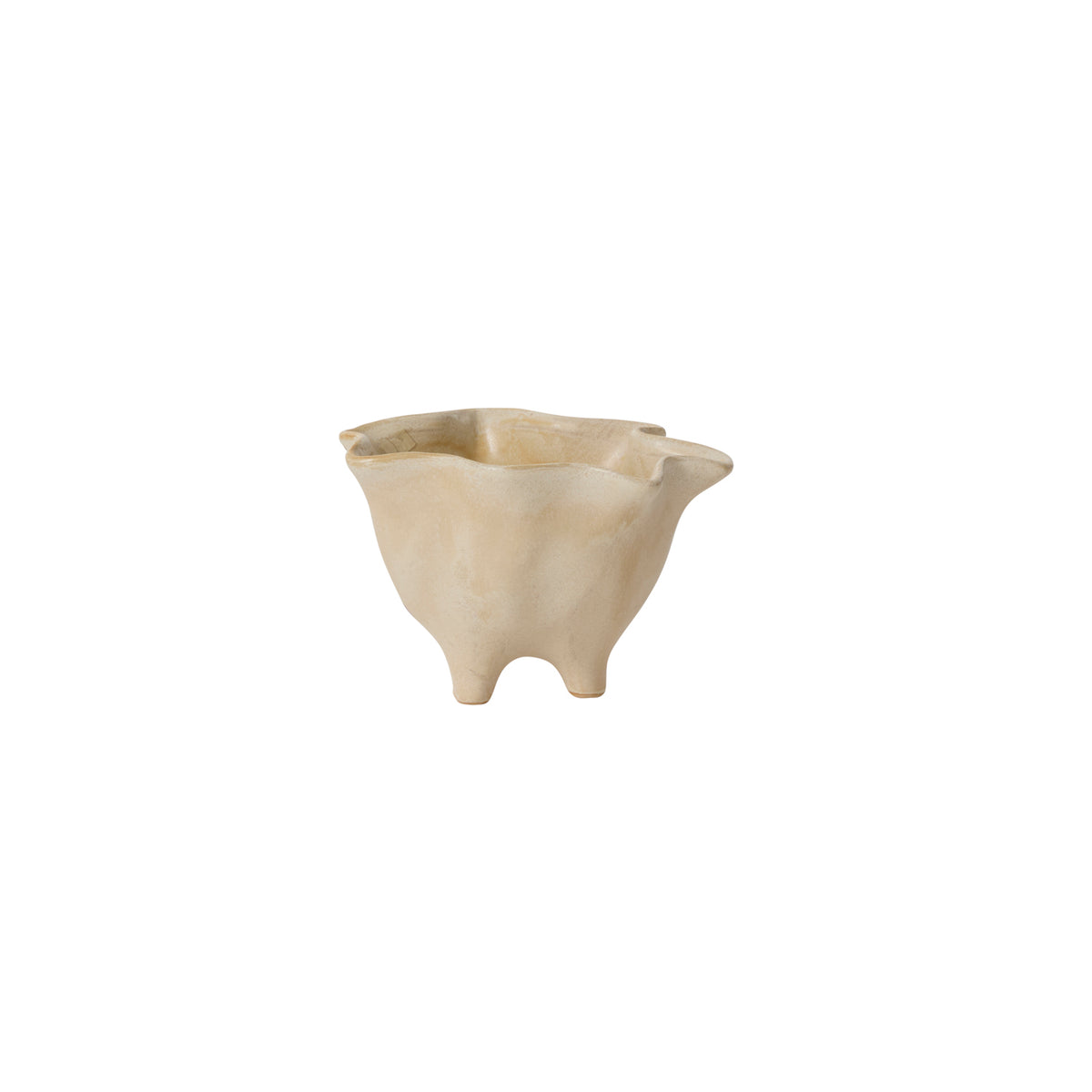 Glaslow tan footed reactive glaze ceramic planter, 7 inch