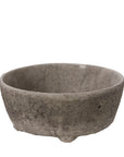 Shoal grey stone-texture ceramic bowl planter, 10 inch