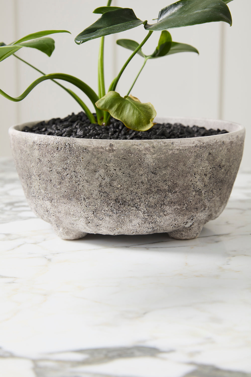 Shoal grey stone-texture ceramic bowl planter, 10 inch, view 3
