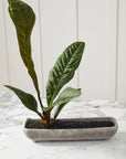 Shoal grey stone-texture ceramic trough planter, 16 inch, view 3