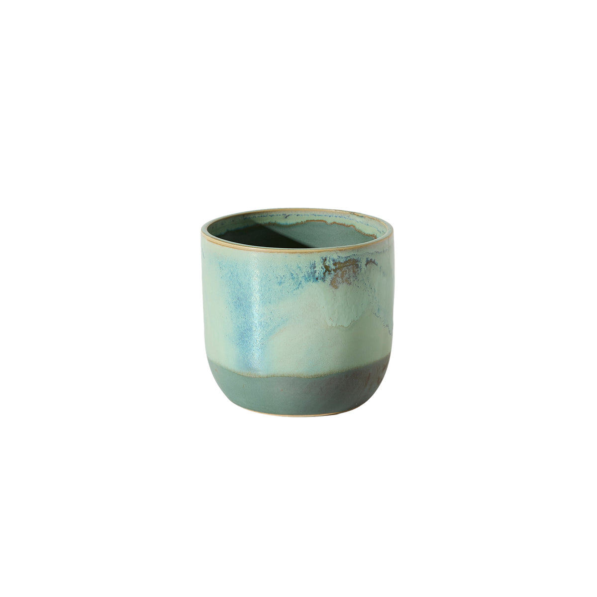 Caribe green reactive glaze ceramic planter, 6.75 inch