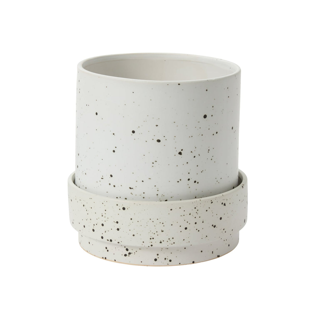 Claxton with Saucer White Ceramic Planter with Drainage, 10 x 10 inch - Planty Love Co