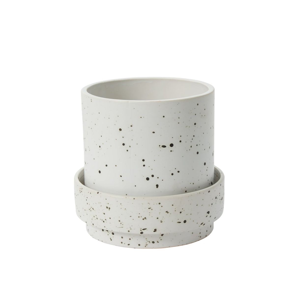 Claxton with Saucer White Ceramic Planter with Drainage, 8 x 7.75 inch - Planty Love Co