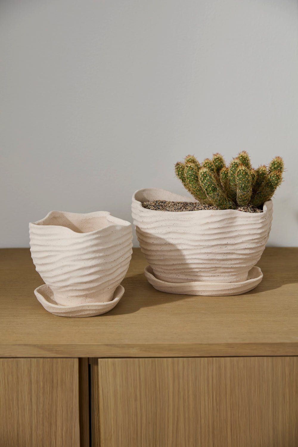 Highland Wavy Rim Planter with Saucer, 6 inch - Planty Love Co