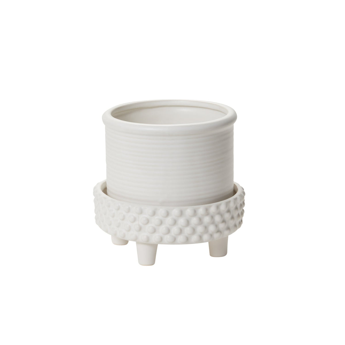 Jane Footed White Ceramic Planter with Drainage, 6.25 x 6 inch - Planty Love Co