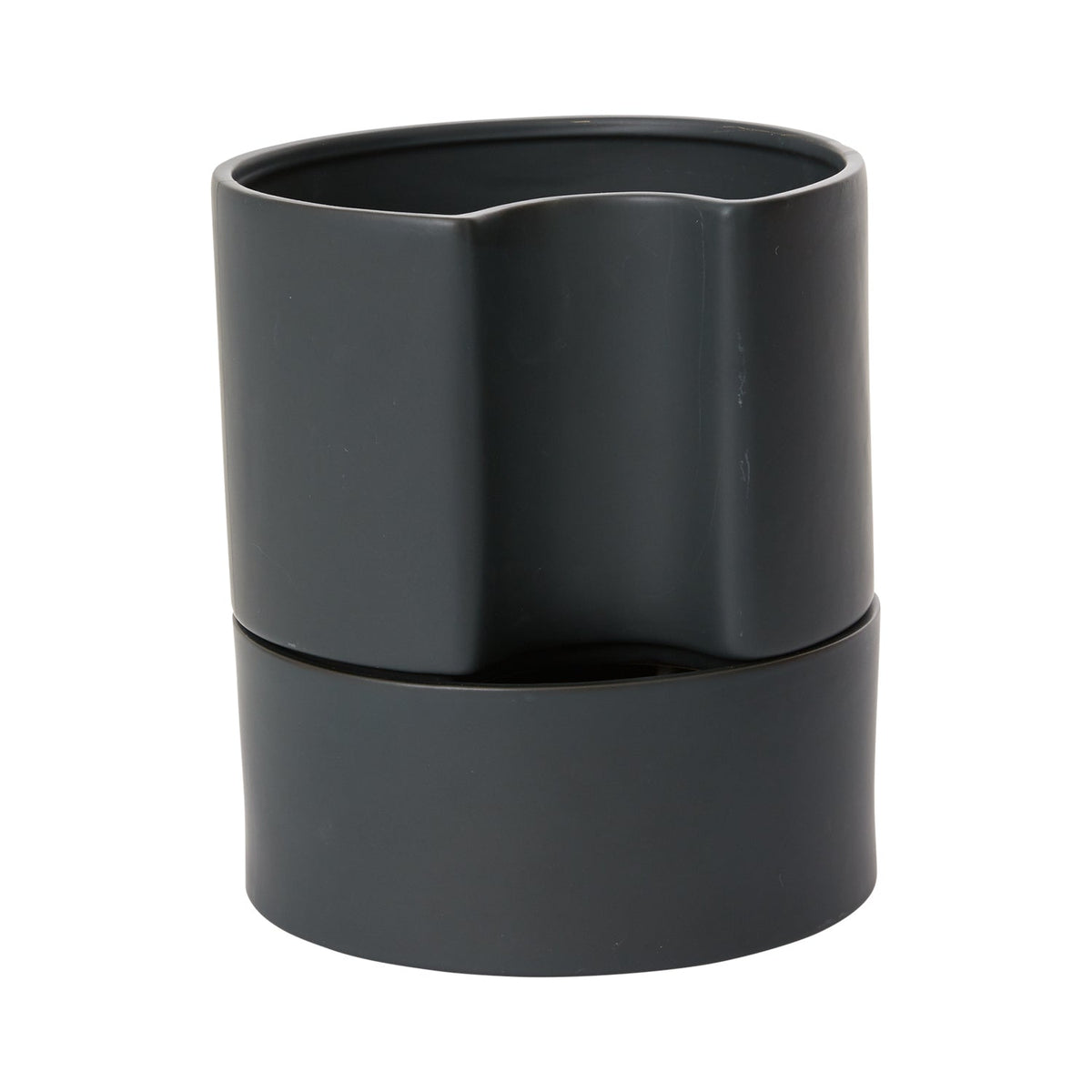 Jett Black Ceramic Planter with Drainage, 8 x 9 inch - Planty Love Co