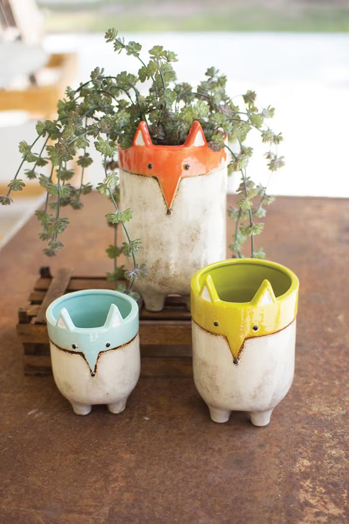 Ceramic Fox Planters – Set of 3