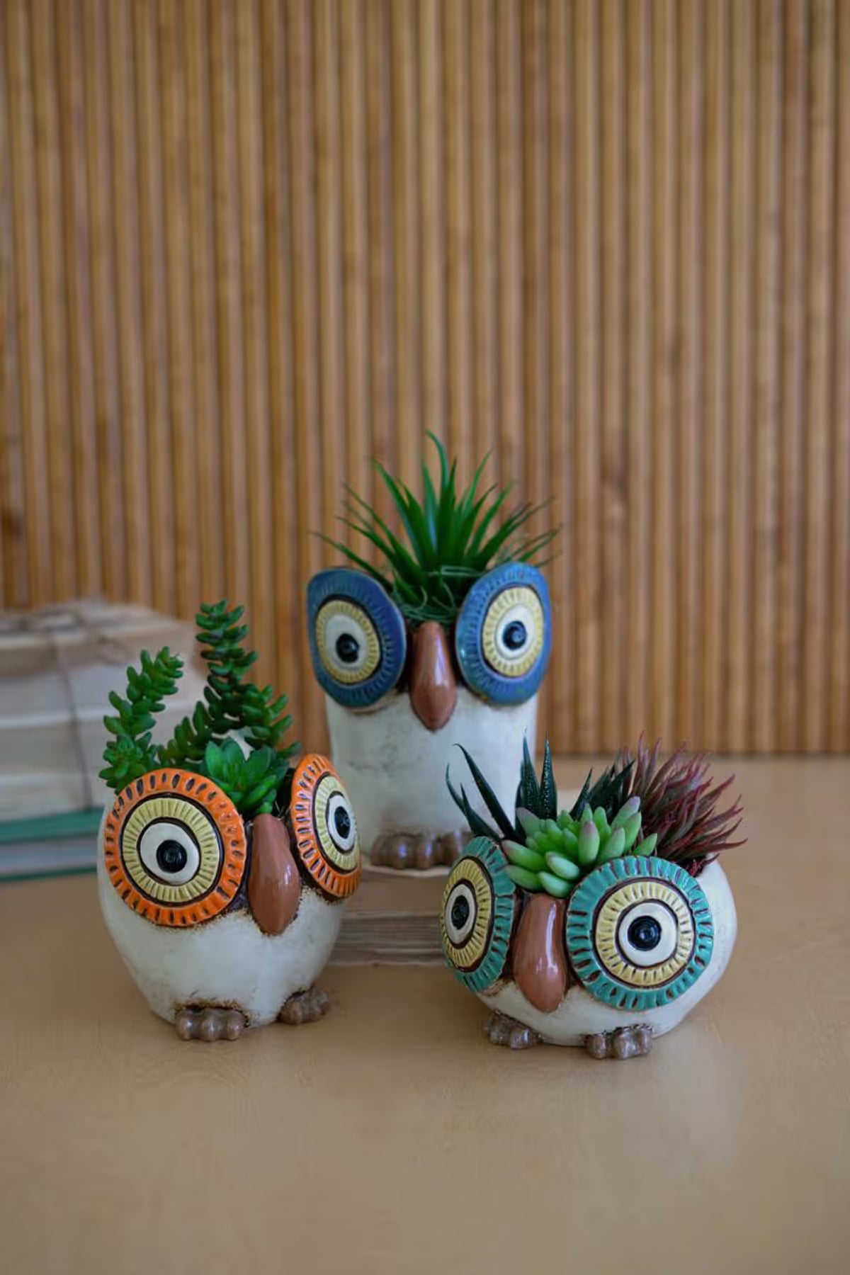 Ceramic Owl Planters – Set of 3