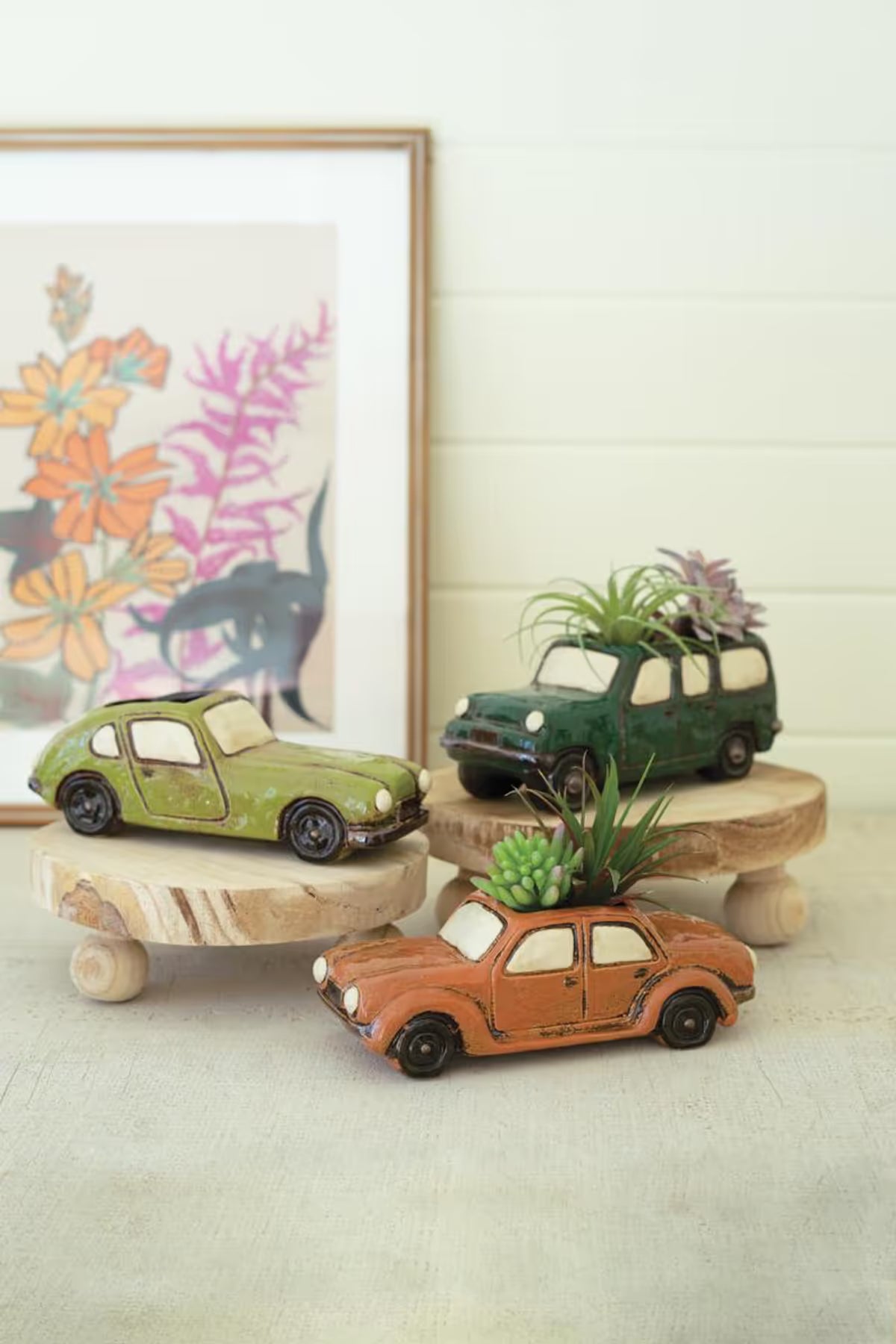 Ceramic Vintage Car Planters – Set of 3