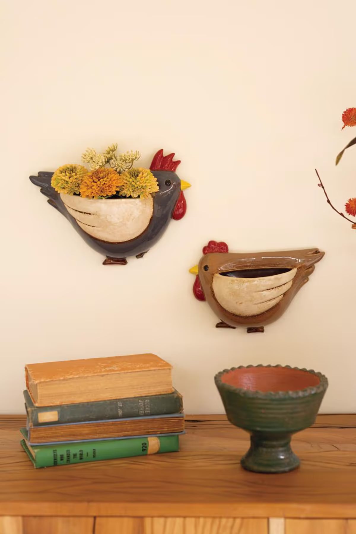 Ceramic Chicken Wall Planters – Set of 2