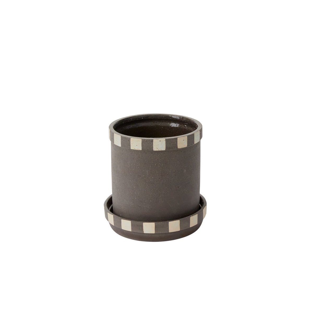 Kimo Black and White Ceramic Planter with Saucer, 7.25 inch - Planty Love Co