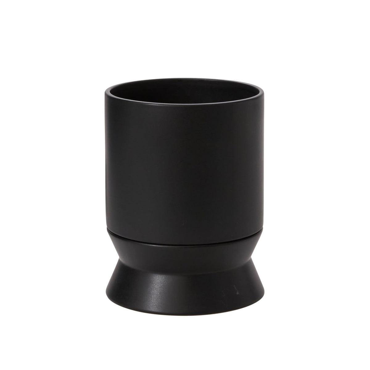 Madison with Saucer Black Ceramic Planter with Drainage, 6.75 x 8.75 inch - Planty Love Co