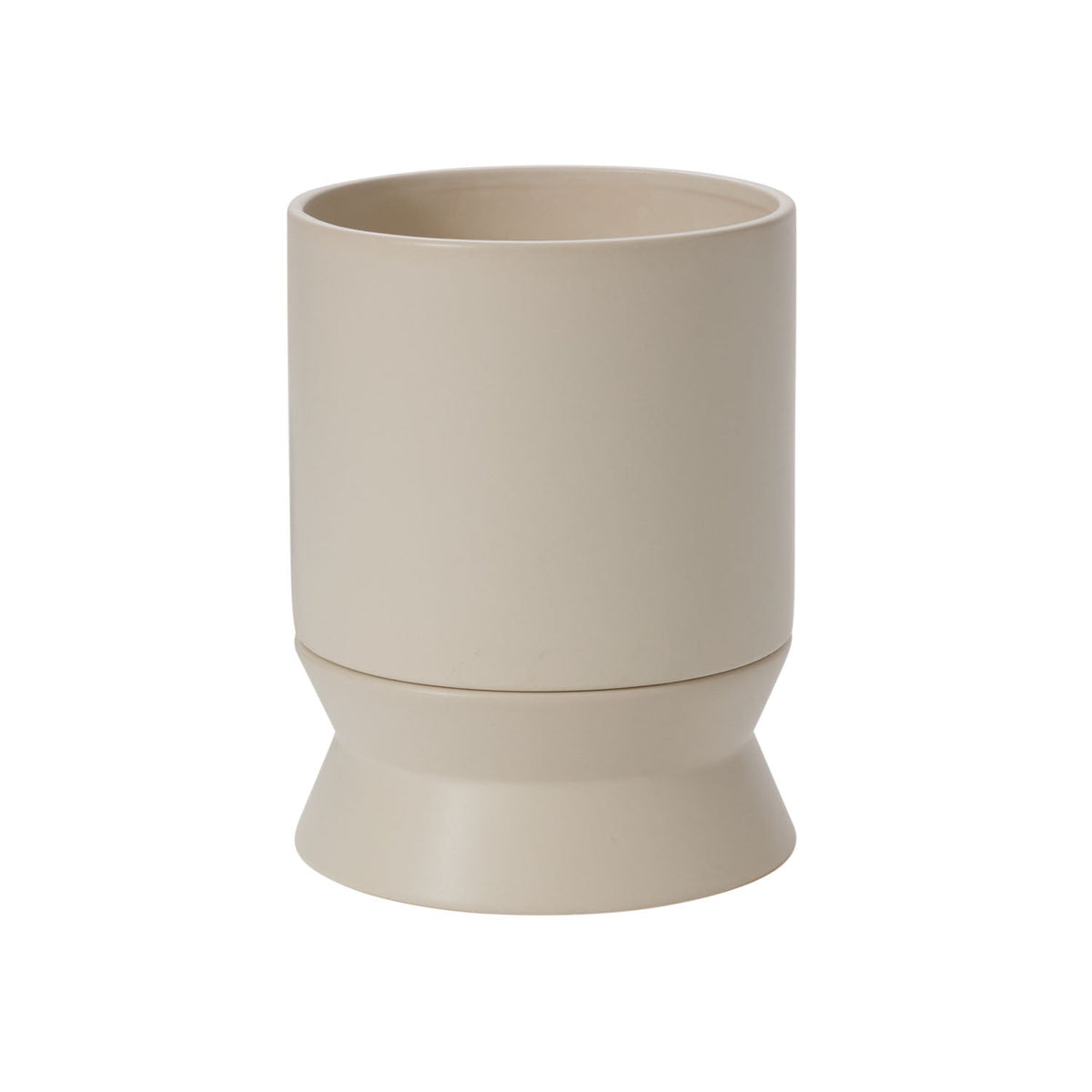 Madison with Saucer White Ceramic Planter with Drainage, 6.75 x 8.75 inch - Planty Love Co