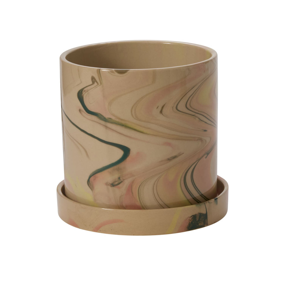 Melage with Saucer Multicolor Ceramic Planter with Drainage, 7.5 x 7 inch - Planty Love Co