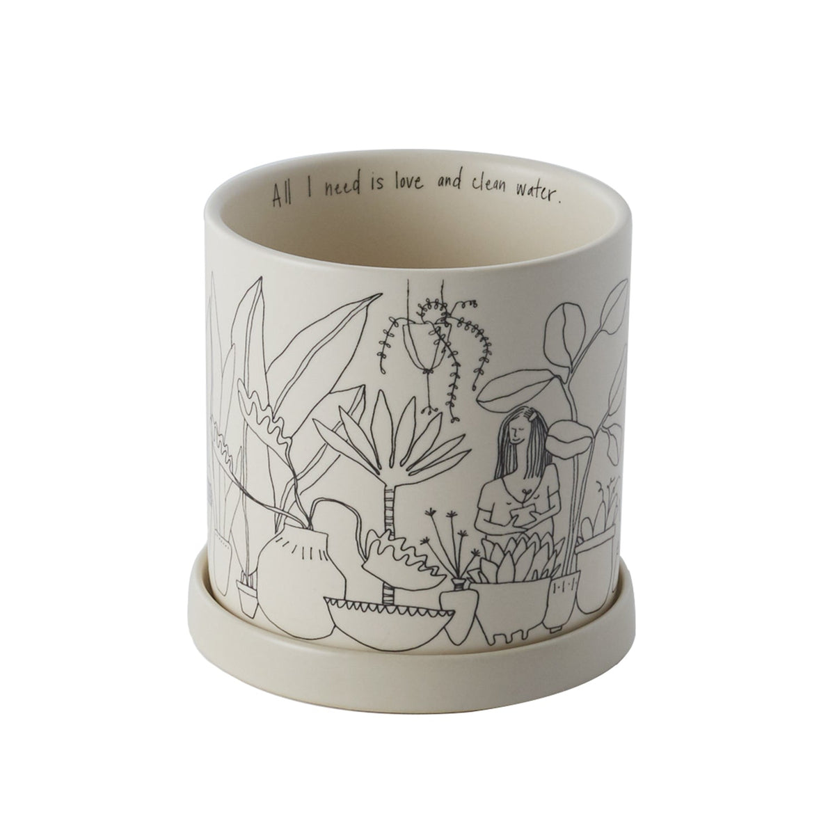 Plant Lady White Ceramic Planter, 4.75 x 4.75 inch - Planty Love Co