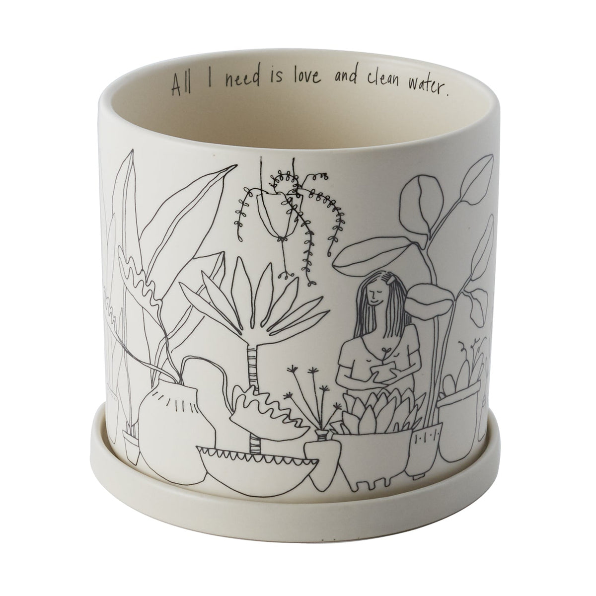 Plant Lady White Ceramic Planter, 7 x 6.5 inch - Planty Love Co
