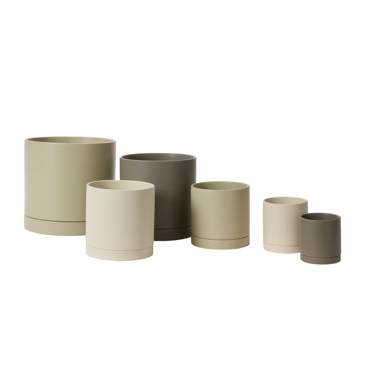 Romey Ceramic Planter with Drainage and Saucer, Ochre, 7 inch - Planty Love Co