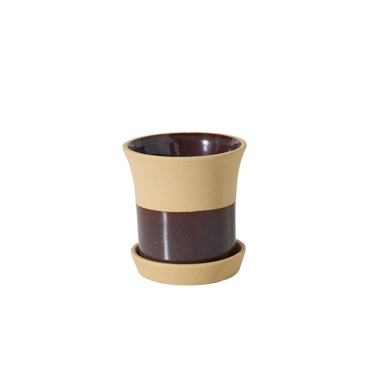 Rowen with Saucer Brown Ceramic Planter with Drainage, 5 x 5.25 inch - Planty Love Co
