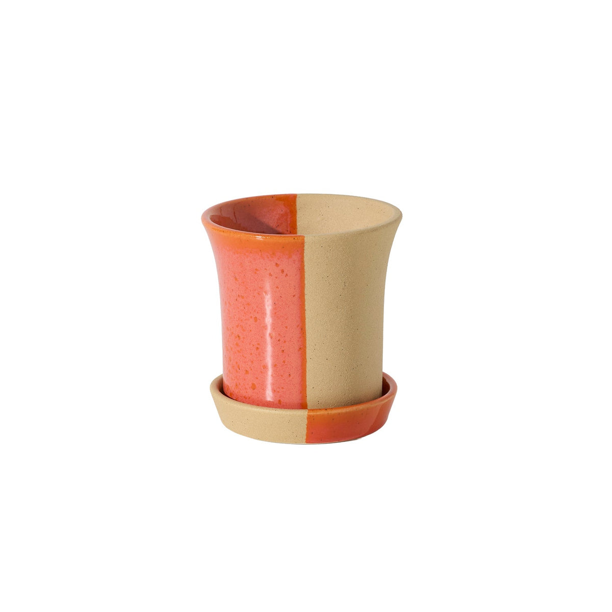 Rowen with Saucer Orange Ceramic Planter with Drainage, 5 x 5.25 inch - Planty Love Co
