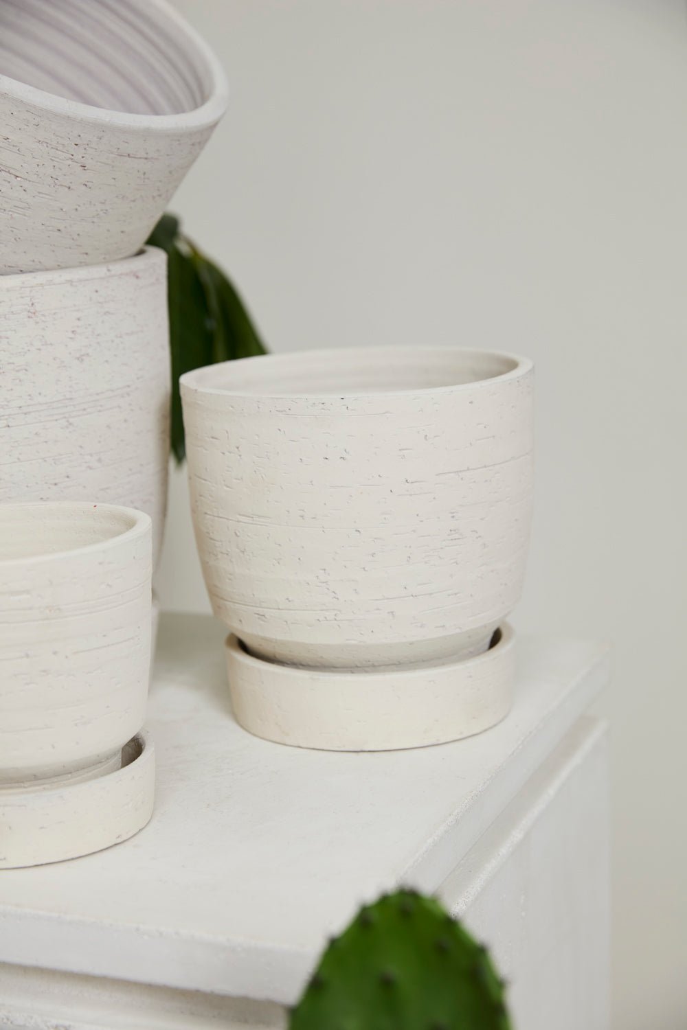 Salvage Recycled Ceramic Planter with Saucer, 8 inch - Planty Love Co