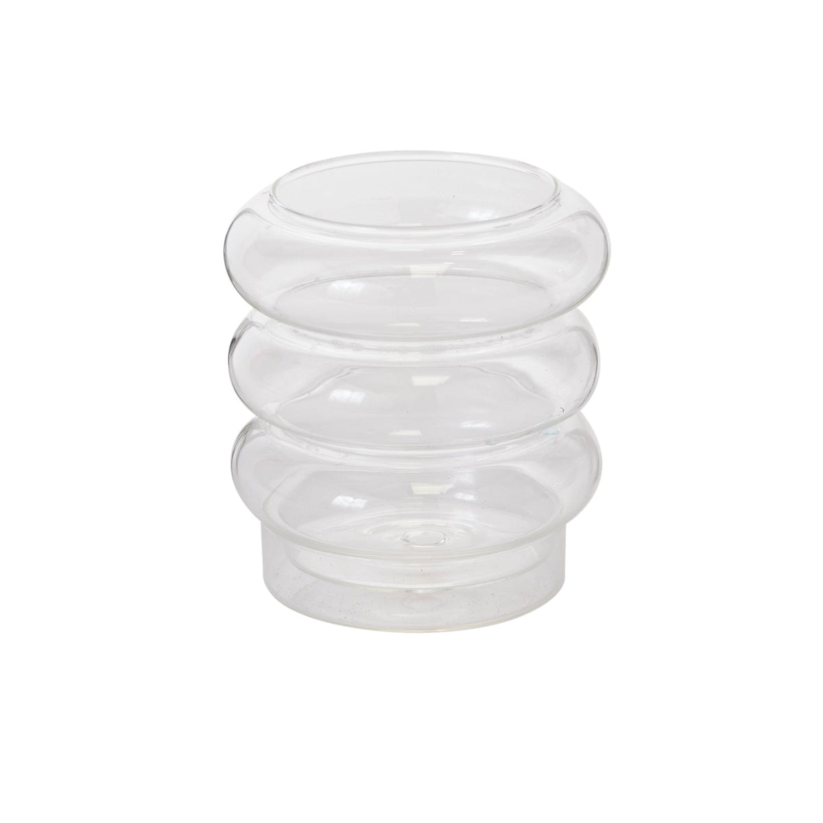 Stacked Rings Glass with Saucer Clear Glass Planter with Drainage, 5 x 6 inch - Planty Love Co