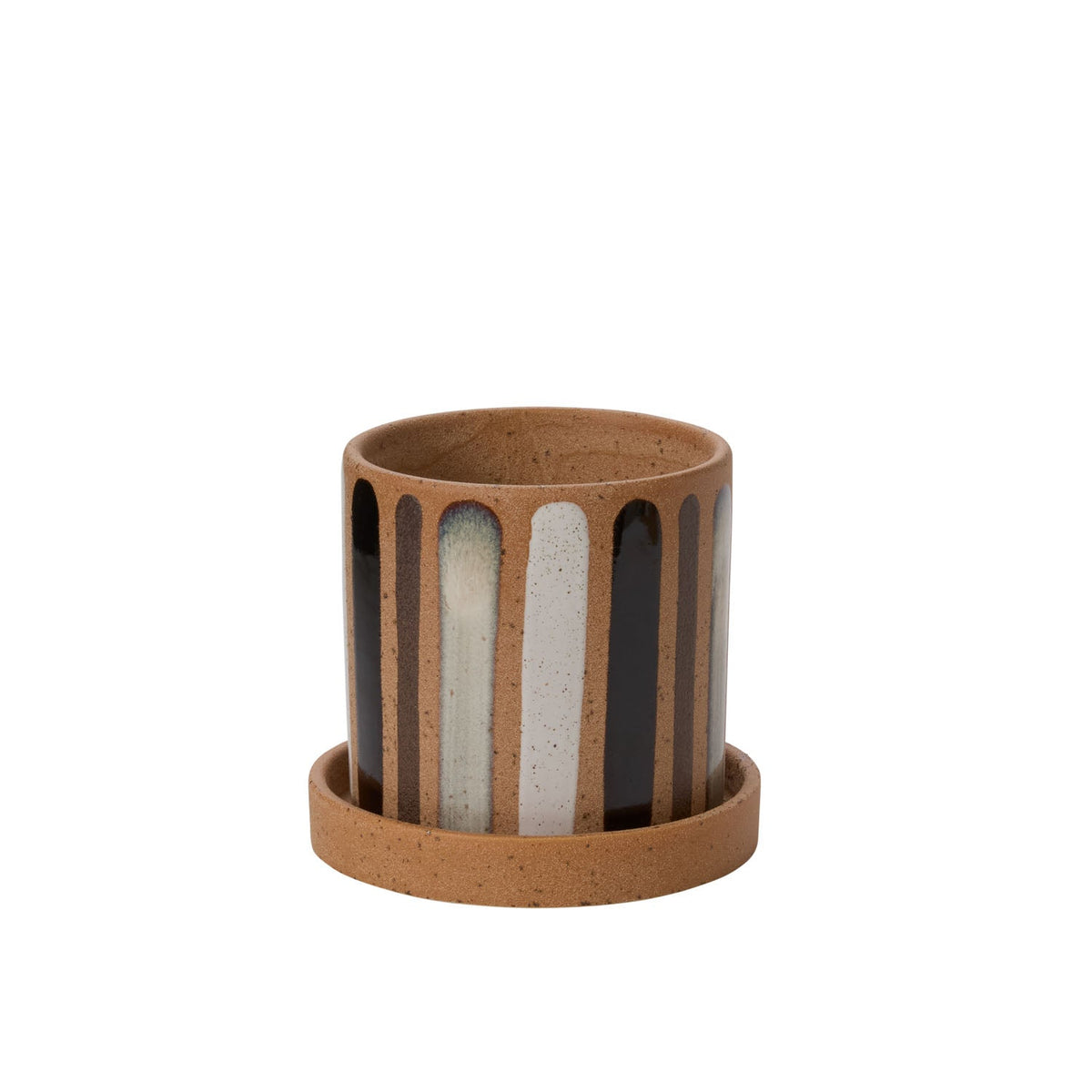 Truman Striped Ceramic Planter with Saucer, 6 inch - Planty Love Co