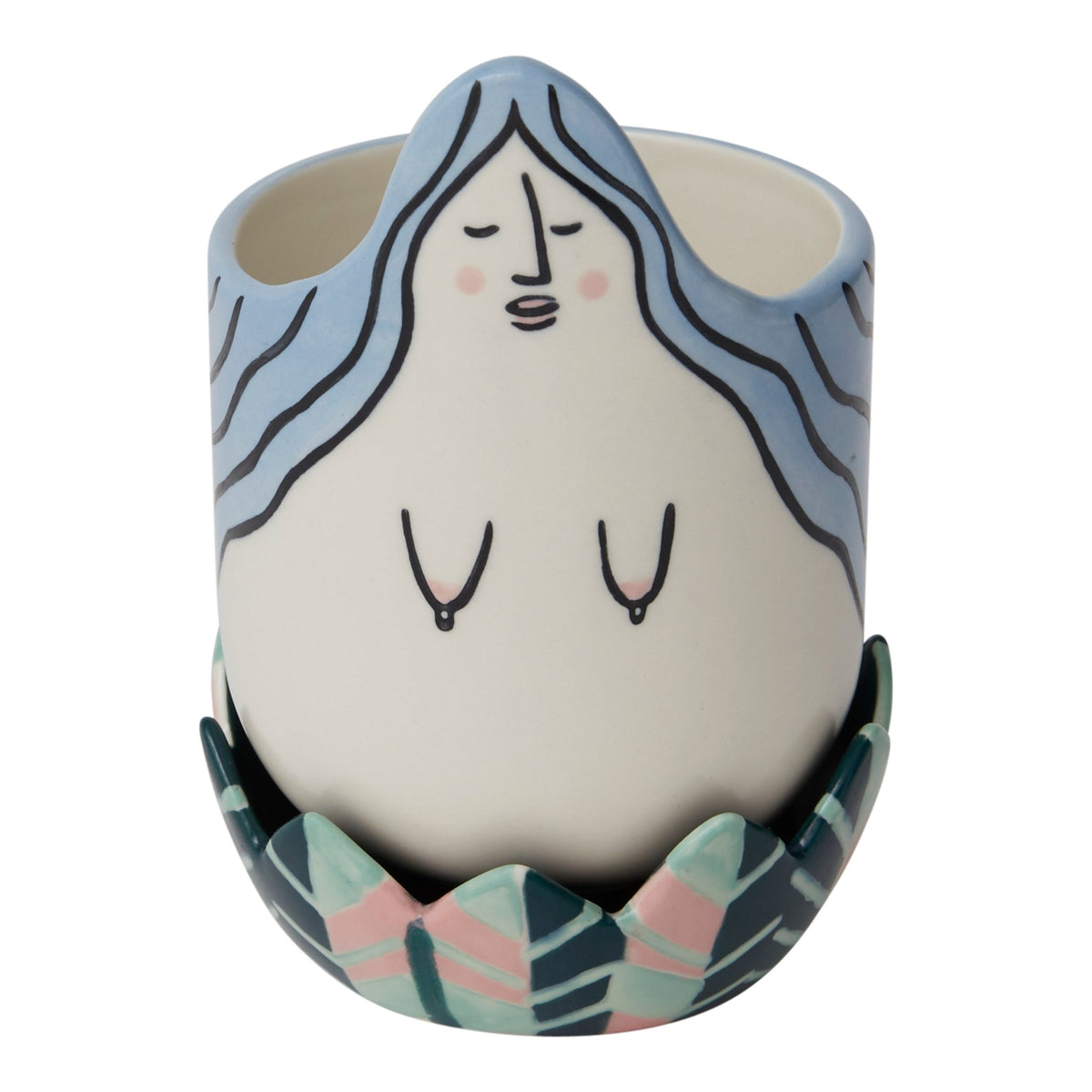 Zaia Blue Ceramic Planter, 4 x 6 inch - Planty Love Co