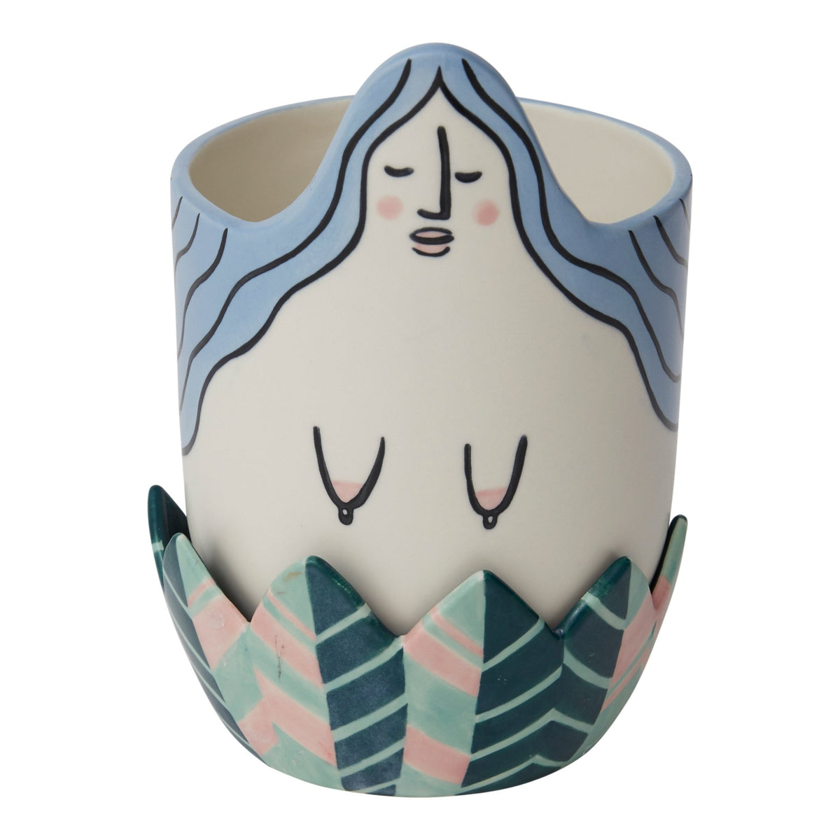 Zaia Blue Ceramic Planter, 5.5 x 8 inch - Planty Love Co